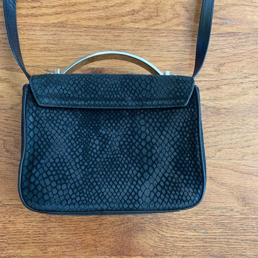 Henri Bendel Stella Crossbody Black Suede snakeskin Small - Picture 9 of 9